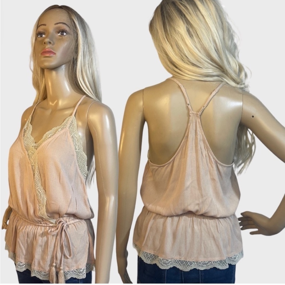 American Eagle Light Brownish Pink/Blush Boho Racerback Dressy Tank